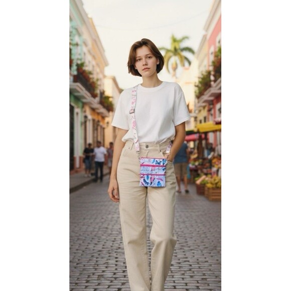 Crossbody bag purse butterflies birds feathers adjustable removable strap - Picture 14 of 15